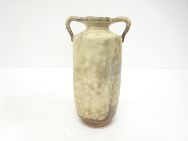  萩焼　十二代　田原陶兵衛造　耳付花入